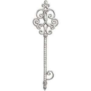 Sterling Silver .125 CTW Diamond Scroll Key Pendant Ref. 2925264