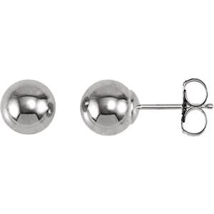 14K White 6 mm Ball Earrings