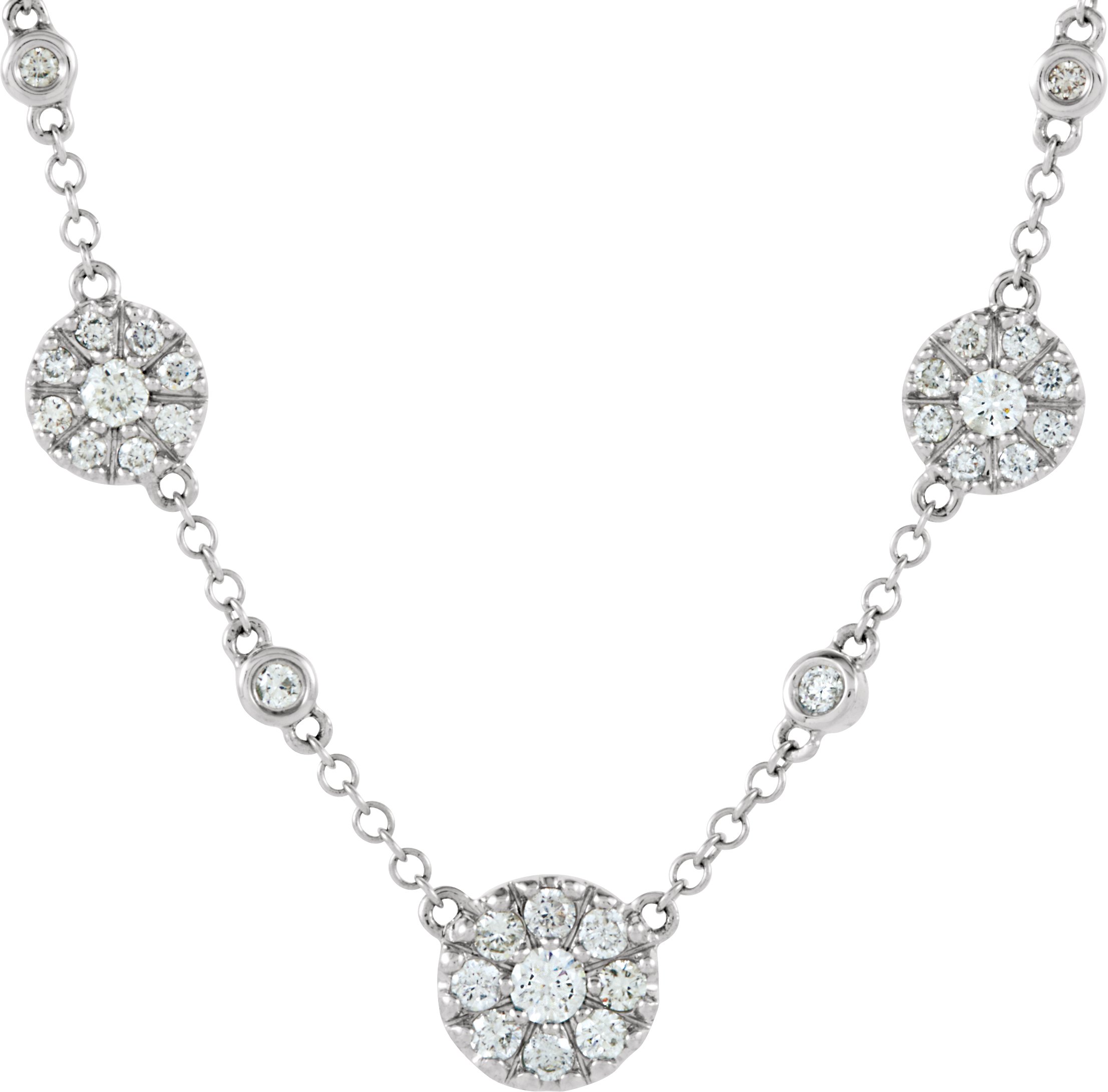 14K White 1/2 CTW NaturalDiamond Station 18" Necklace