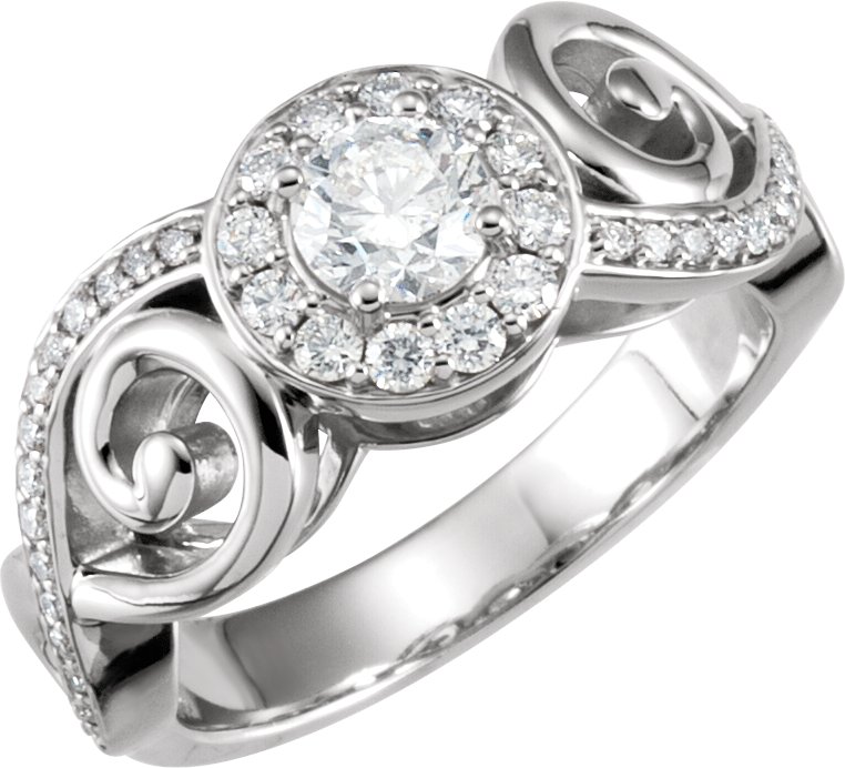 14K White .875 CTW Diamond Infinity Inspired Engagement Ring Ref 3255445