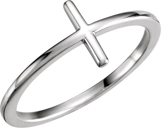 10K White Side Cross Ring