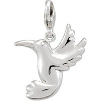 Sterling Silver 14x14.2 mm Charming Animals® Hummingbird Charm