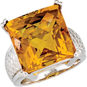 Checkerboard Citrine Weave Design Ring