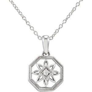 Sterling Silver .02 CT Diamond 18 inch Necklace Ref. 2995207