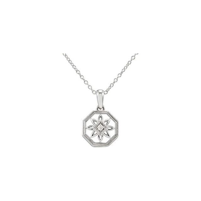 Sterling Silver .02 CT Natural Diamond 18 Necklace