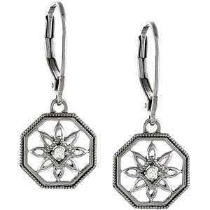 Sterling Silver .04 CTW Natural Diamond Filigree Earrings