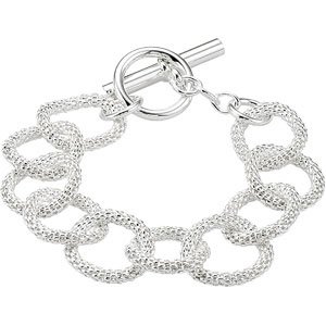 Sterling Silver 21 mm Mesh Link Chain 8" Bracelet