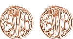14K Rose 10 mm 3-Letter Script Monogram Earrings 