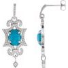 14K White Turquoise and .03 CTW Diamond Earrings Ref 3416130
