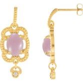 14K Yellow Lavender Chalcedony & .03 CTW Diamond Earrings