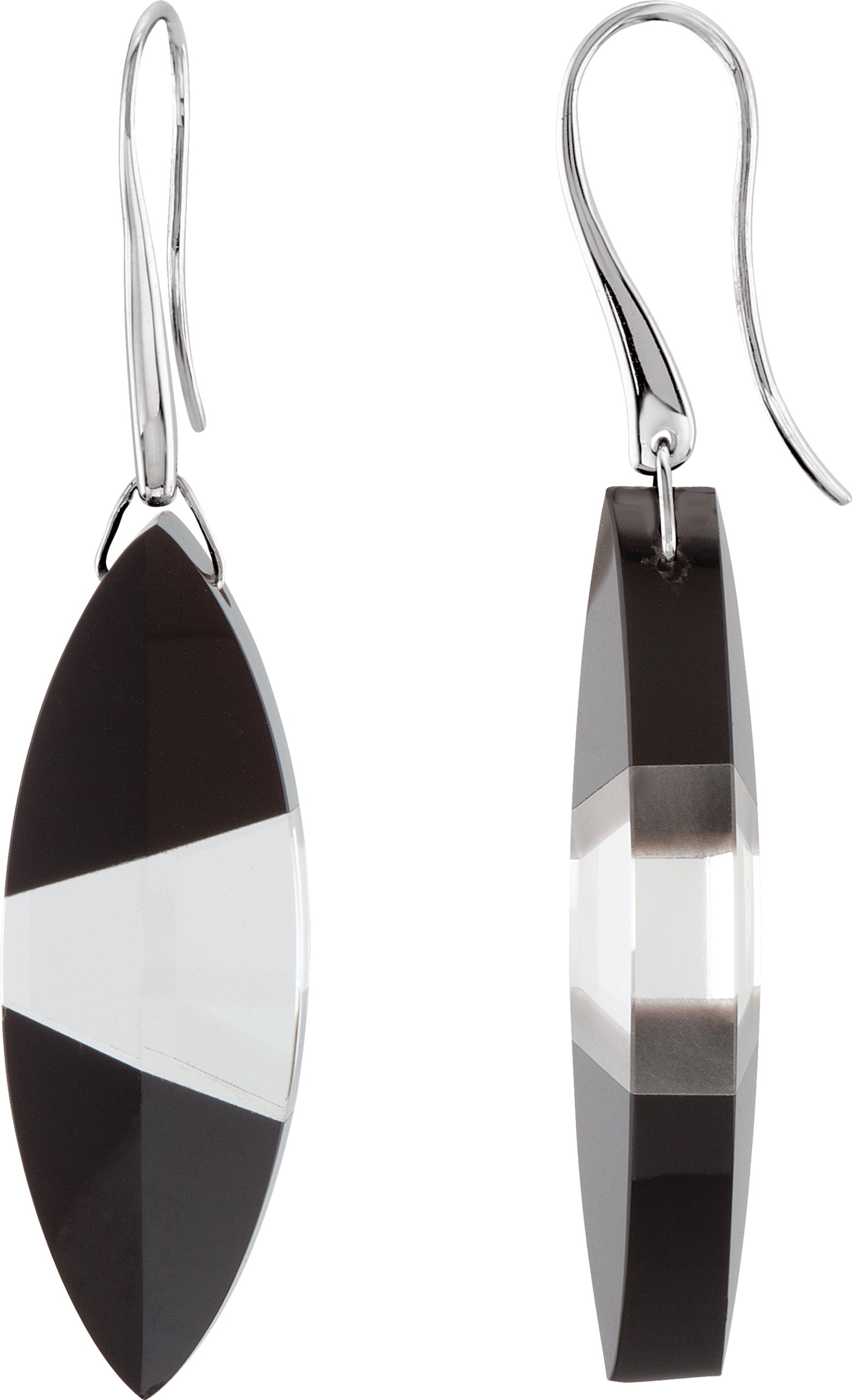 Sterling Silver Onyx and Clear Quartz Earrings Ref 3228775