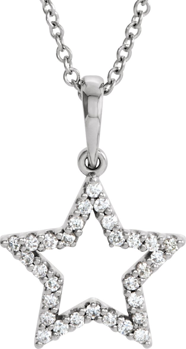 14K White 1/8 CTW Diamond Petite Star 16 Necklace