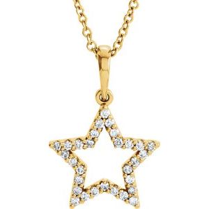 14K Yellow 1/8 CTW Diamond Petite Star 16" Necklace