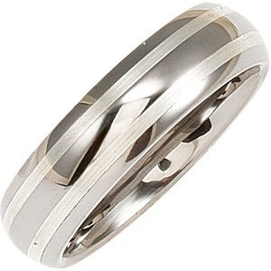Tungsten & Sterling Silver 6.3 mm Domed Satin Band