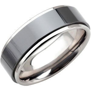 Tungsten 8.3 mm Ridged Band with Ceramic Couture® Inlay Size 11