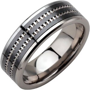 Ceramic & Tungsten 6.3 mm Band Size 10