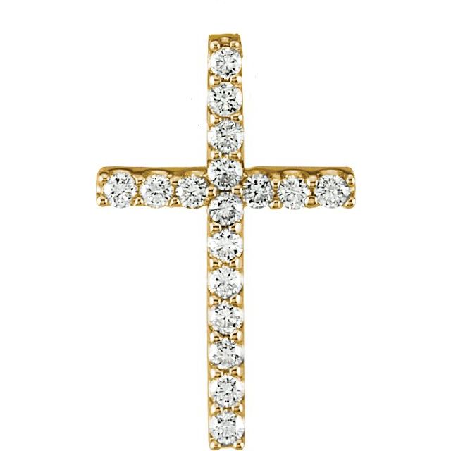 14K Yellow 1/5 CTW Natural Diamond Petite Cross 18 Necklace