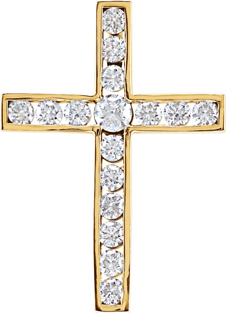 14K Yellow 1/2 CTW Natural Diamond Cross Pendant