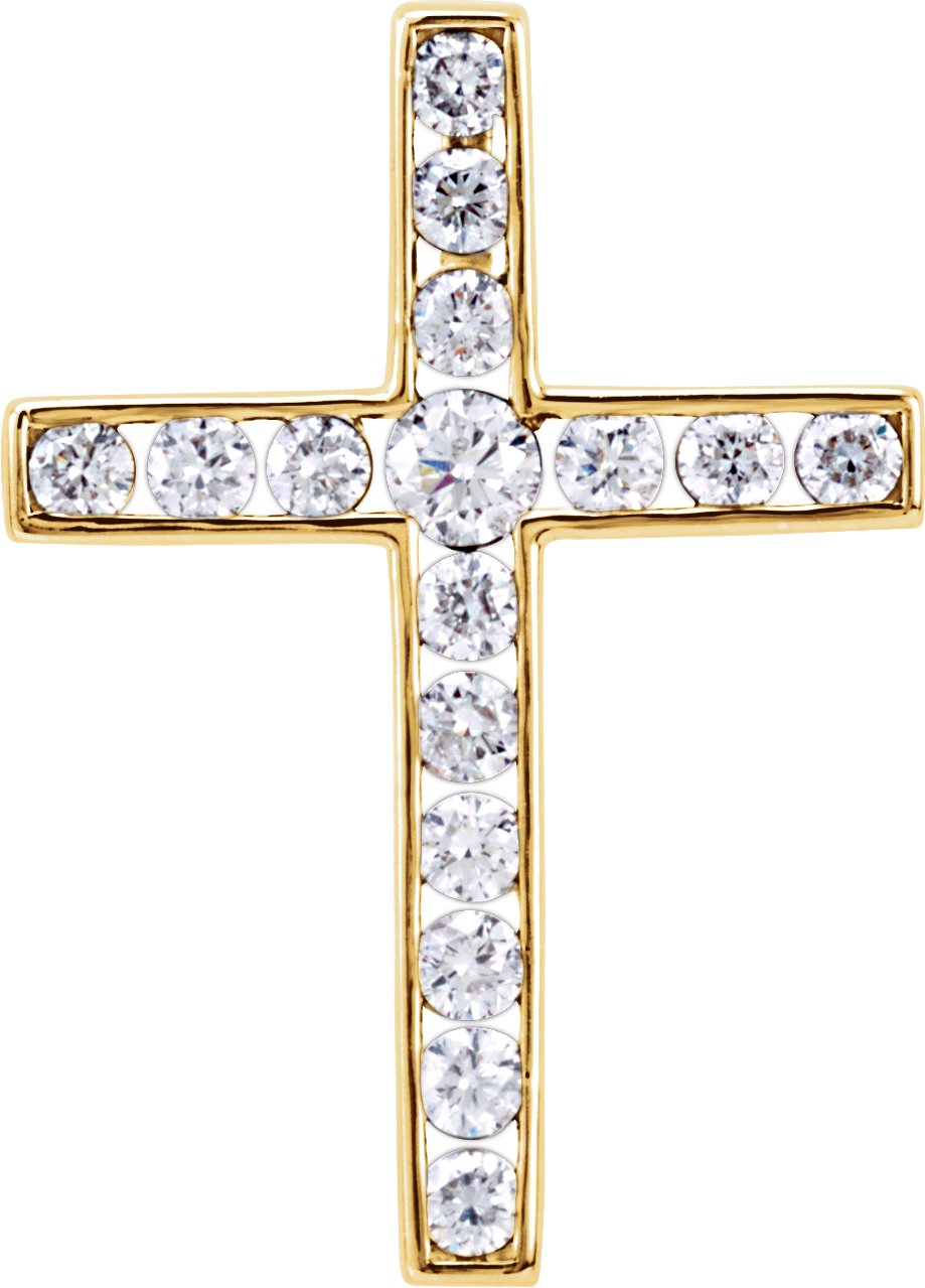 14K Yellow 1/3 CTW Diamond 20.4x14.9 mm Cross Pendant 