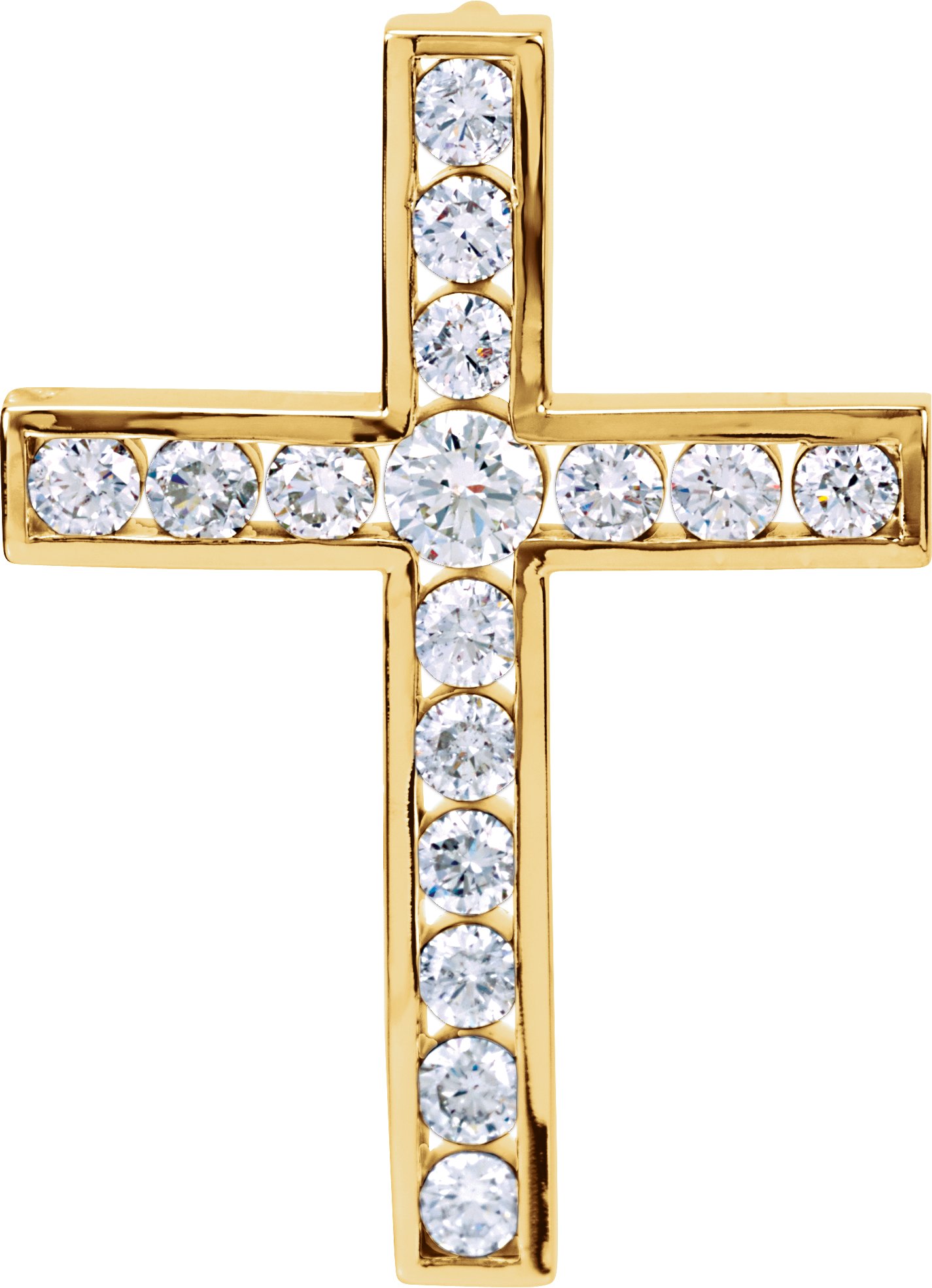 14K Yellow 1 1/4 CTW Diamond 31.4x22.8 mm Cross Pendant