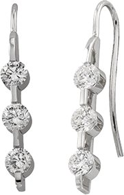 1 3/8 CTW Natural Diamond 3-Stone Earrings – 14K White Gold