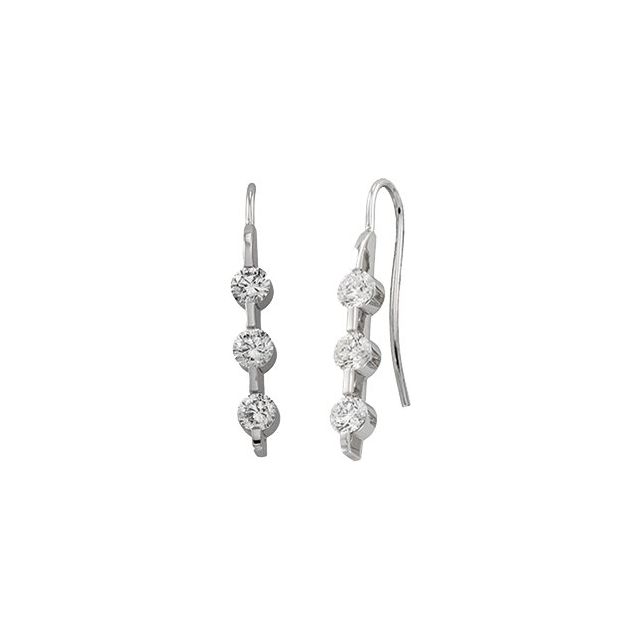 14K White 1 3/8 CTW Natural Diamond Three-Stone Earrings