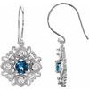14K White London Blue Topaz and .50 CTW Diamond Vintage Inspired Filigree Earrings Ref 3417623