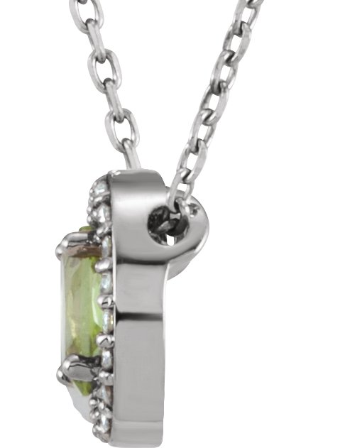 14K White Natural Peridot & .04 CTW Natural Diamond 16 Necklace