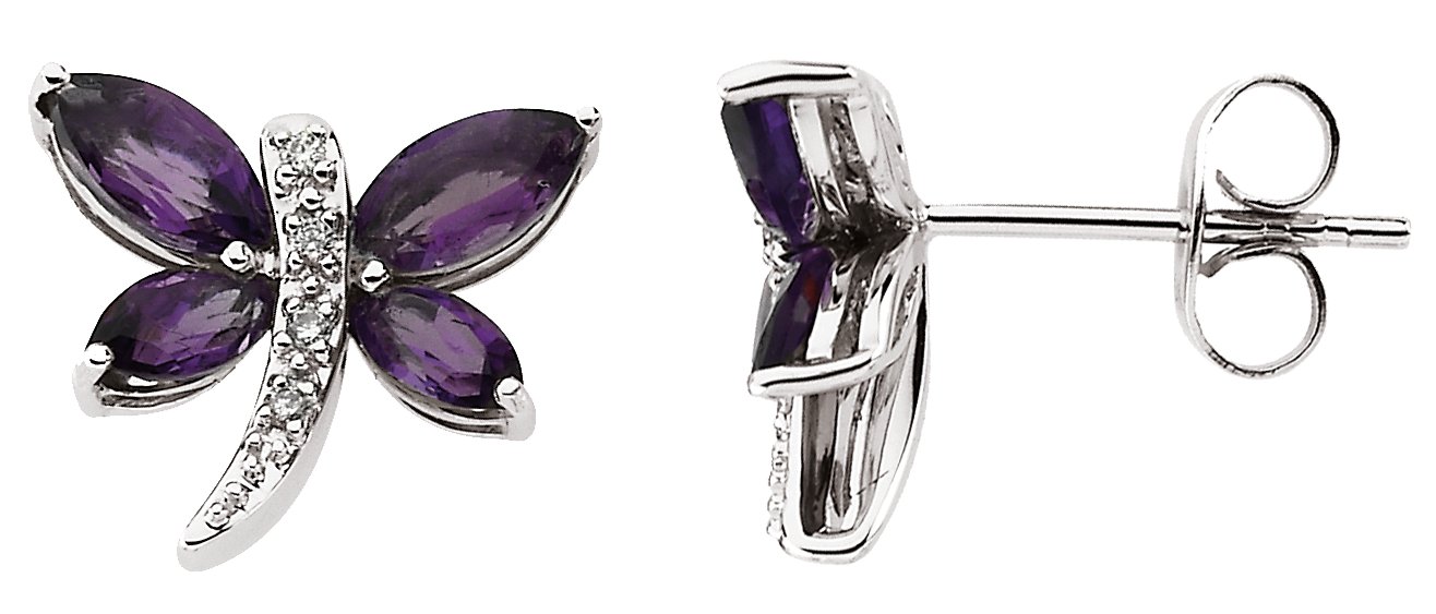 Amethyst and Diamond Earrings 5 x 5.2 and 6 x 3mm .04 CTW Ref 751884