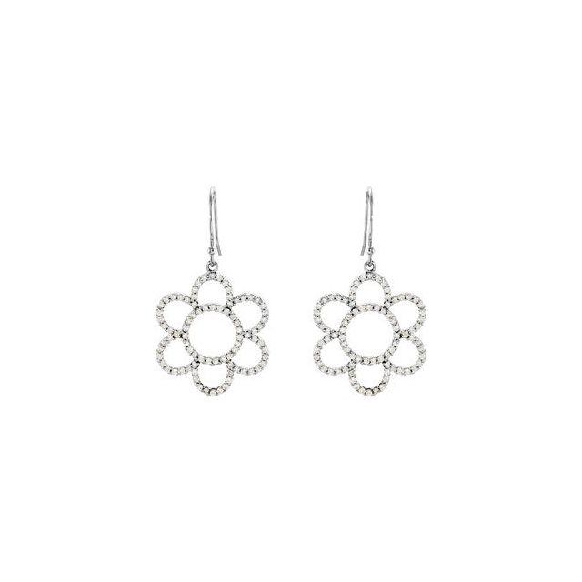14K White 3/4 CTW Natural Diamond Flower Earrings