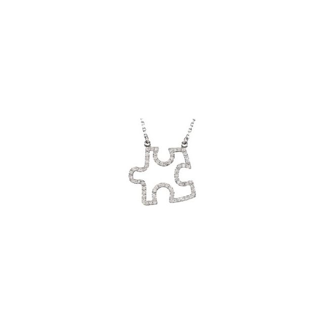 14K White 1/4 CTW Diamond Puzzle Piece 16.25" Necklace