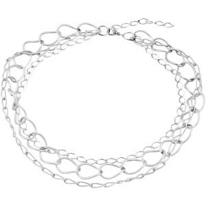 Sterling Silver 3-Strand Link 16-18" Necklace