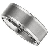 Tungsten 8 mm Flat Band with Satin Finish Center Size 7