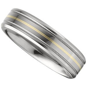 Tungsten & 14K Yellow 6 mm Beveled-Edge Band Size 7