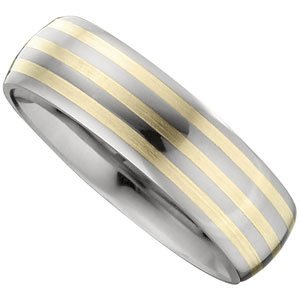 Tungsten & 14K Yellow 7.3 mm Slightly Domed Band Size 11.5