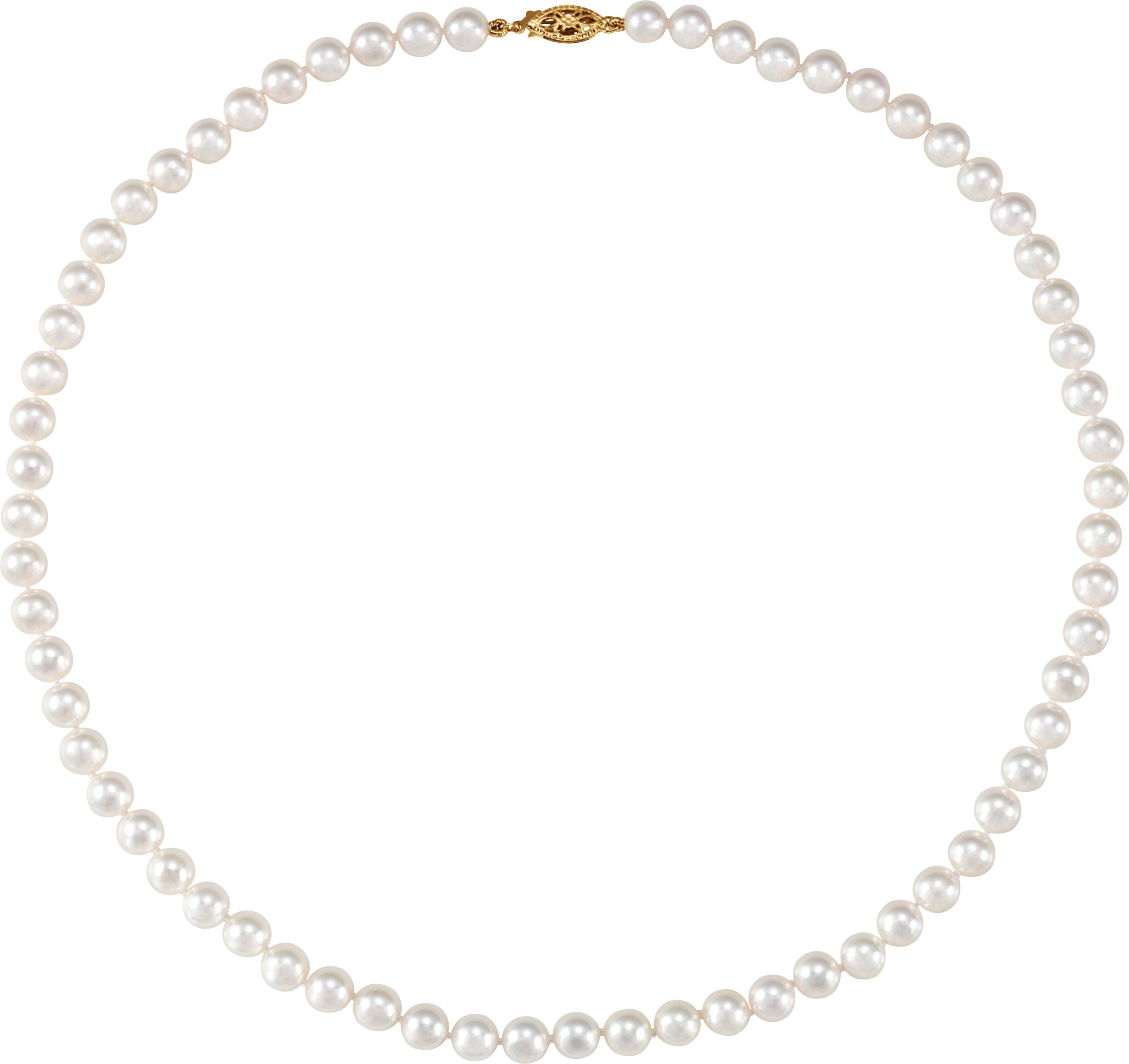 14K Yellow Cultured White Akoya Pearl 18" Necklace