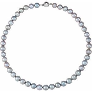 Sterling Silver Cultured Gray Freshwater Pearl 18" Strand