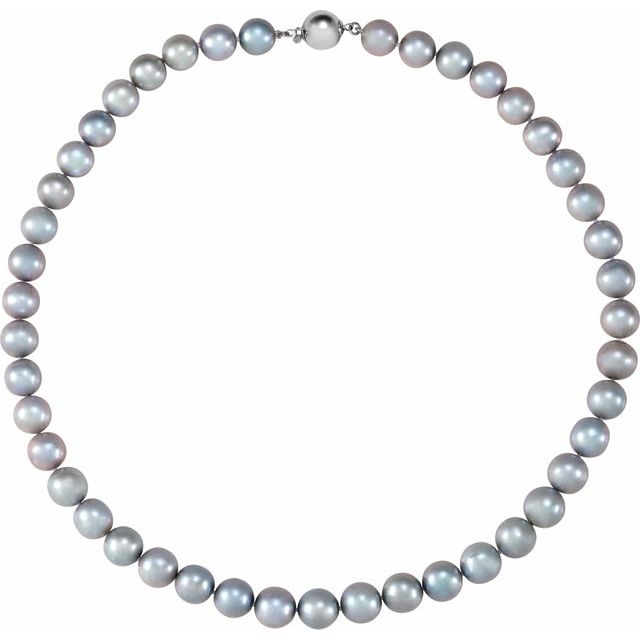 Sterling Silver Freshwater Cultured Gray Pearl 18