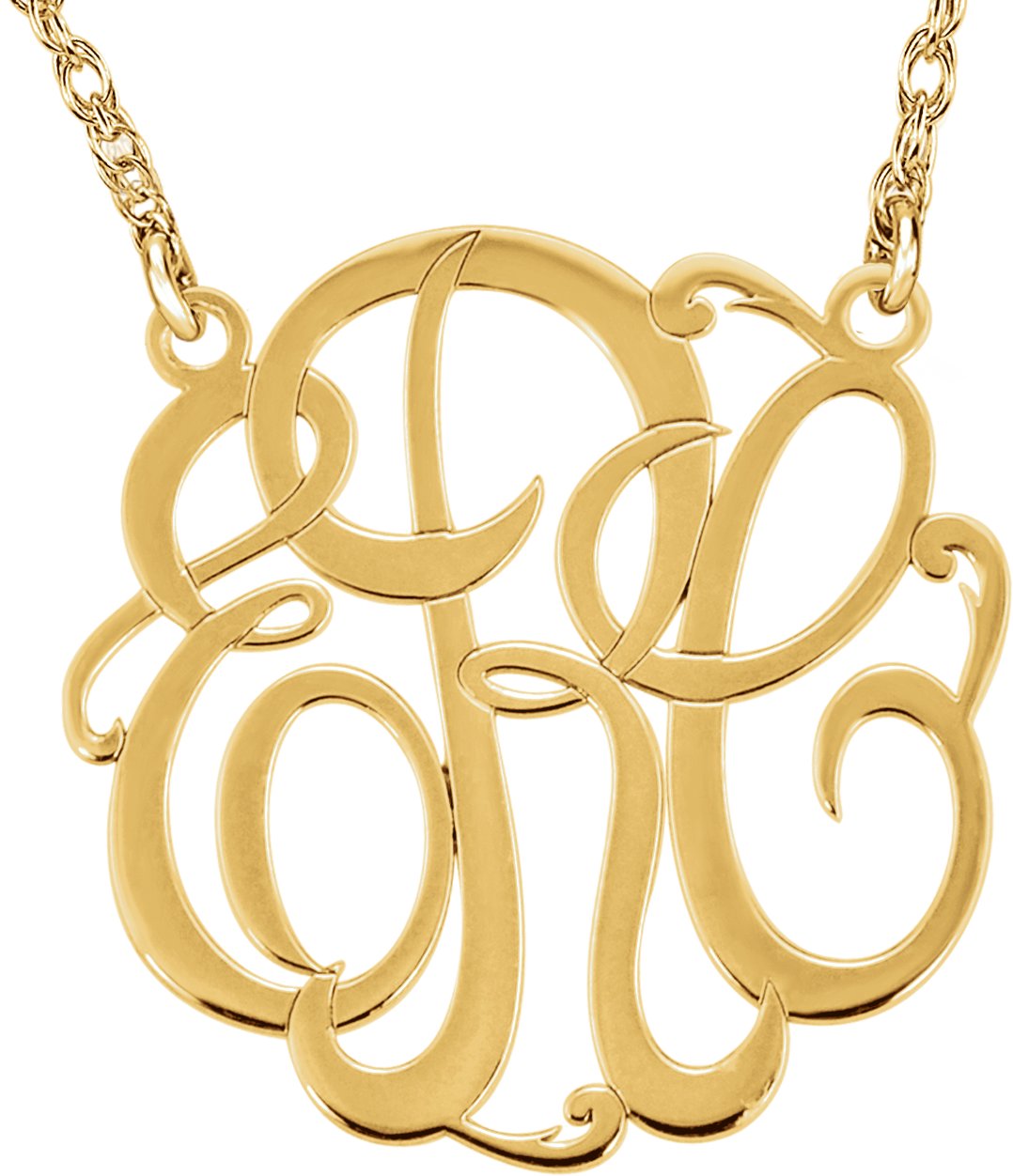 40 mm 3-Letter Script Monogram Necklace