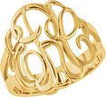 14K Yellow Gold-Plated Sterling Silver 18 mm 3-Letter Script Monogram Ring