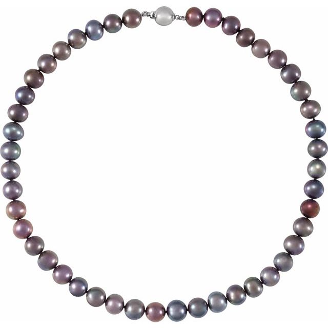 Sterling Silver Cultured Black Freshwater Pearl 18 Necklace