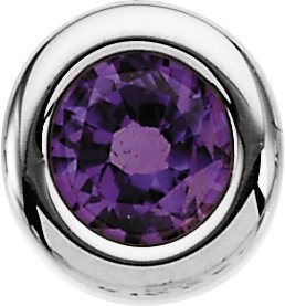 14K White 4 mm Round Imitation Amethyst Birthstone Slide Pendant Ref. 2491698