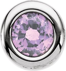 14K White 4 mm Round Imitation Pink Tourmaline Birthstone Slide Pendant Ref. 2491976