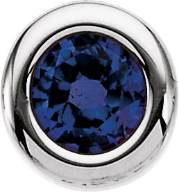 14K White 4 mm Round Imitation Blue Sapphire Birthstone Slide Pendant Ref. 2491926