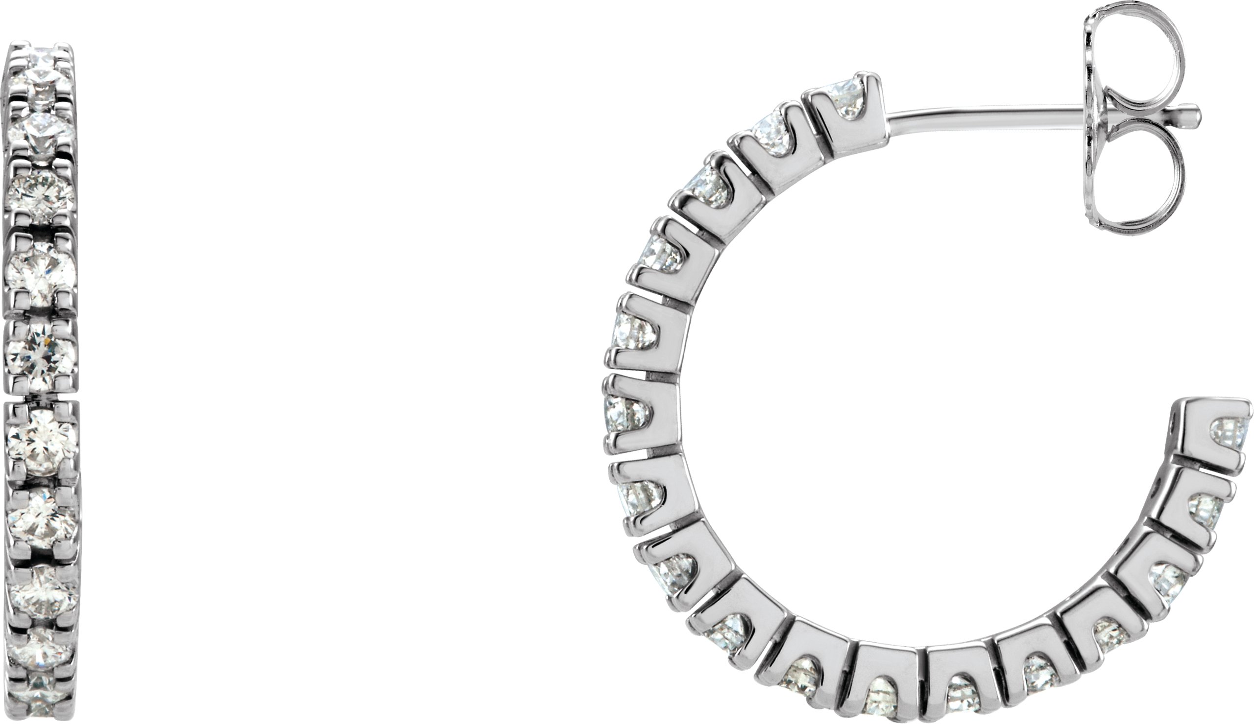 14K White 1 CTW Diamond 20.5 mm Hoop Earrings