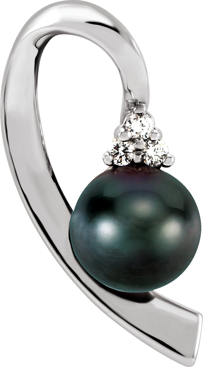 Diamond And Black Cultured Pearl Pendant 8mm .07 CTW Ref 160984