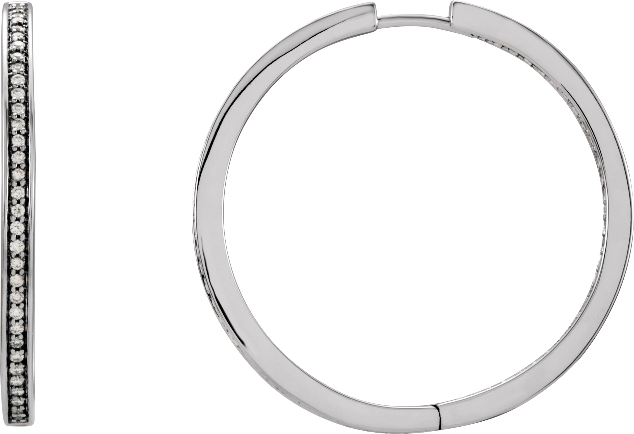 14K White 5/8 CTW Diamond Inside-Outside Hoop Earrings