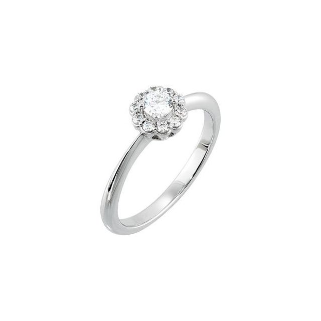 18K Yellow 1/3 CTW Natural Diamond Halo-Style Engagement Ring