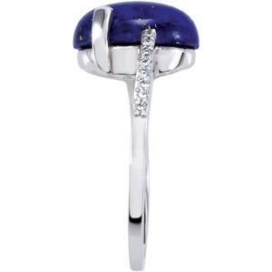 Natural Lapis & 1/8 CTW Natural Diamond Ring view 3