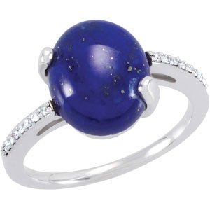 14K White Lapis and .08 CTW Diamond Ring Ref 2987457